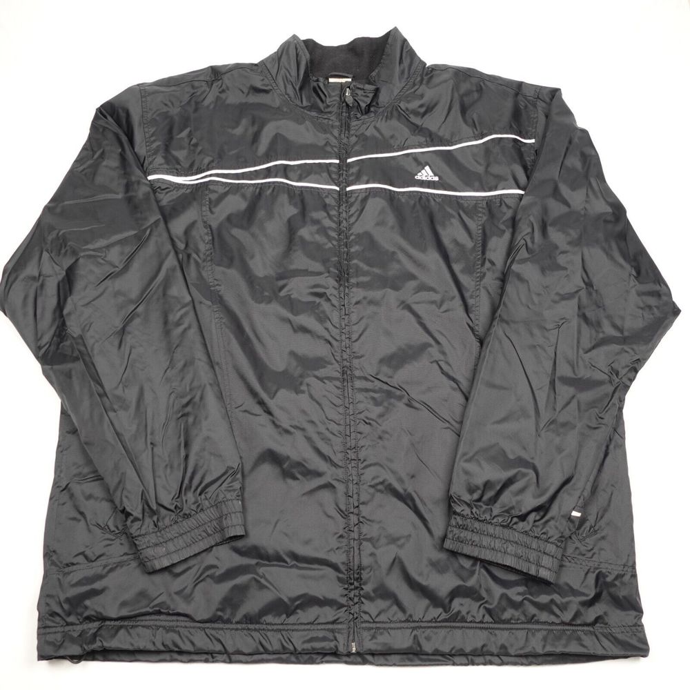 Adidas Track Jacket Adult 2 XL Men's Black Full Zip Mock Neck Long Sleeves